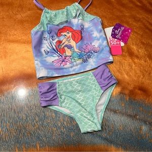 NWT Disney Ariel The Little Mermaid 2 piece swimsuit mermaid scale ruffles
